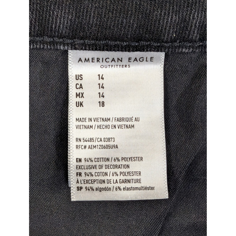 American Eagle Womens Denim Mini Skirt Sz 14 Button Front Black - Picture 4 of 8